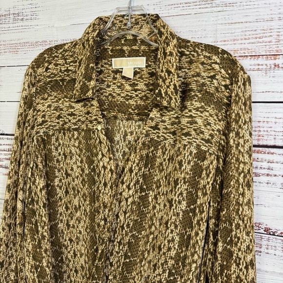 Michael Michael Kors‎ animal snake Print size 12 long sleeve wrap style blouse - Picture 2 of 9